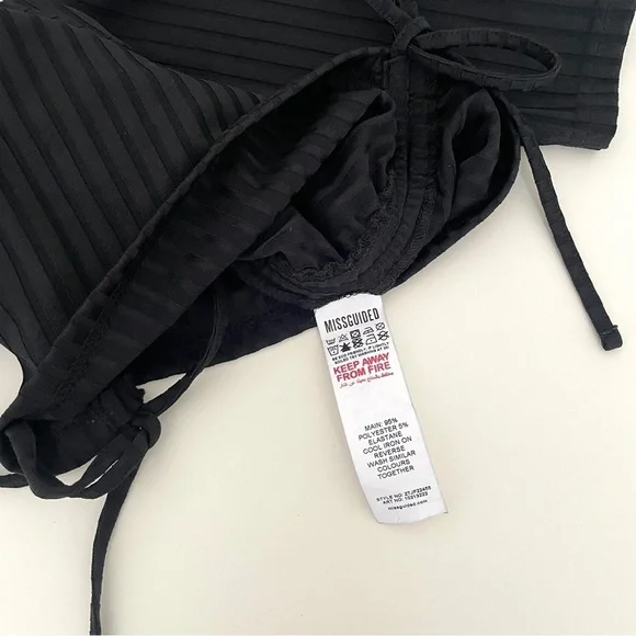 Missguided Ruched Ribbed Knit Side Tie Top - Picture 6 of 6